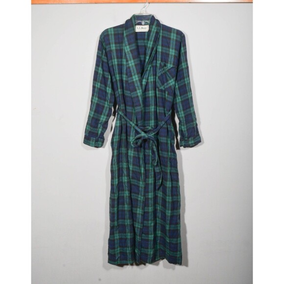 L.L. Bean Other - Vintage L.L. Bean Cotton Blackwatch Plaid Flannel Full Length Bath Robe Sz M